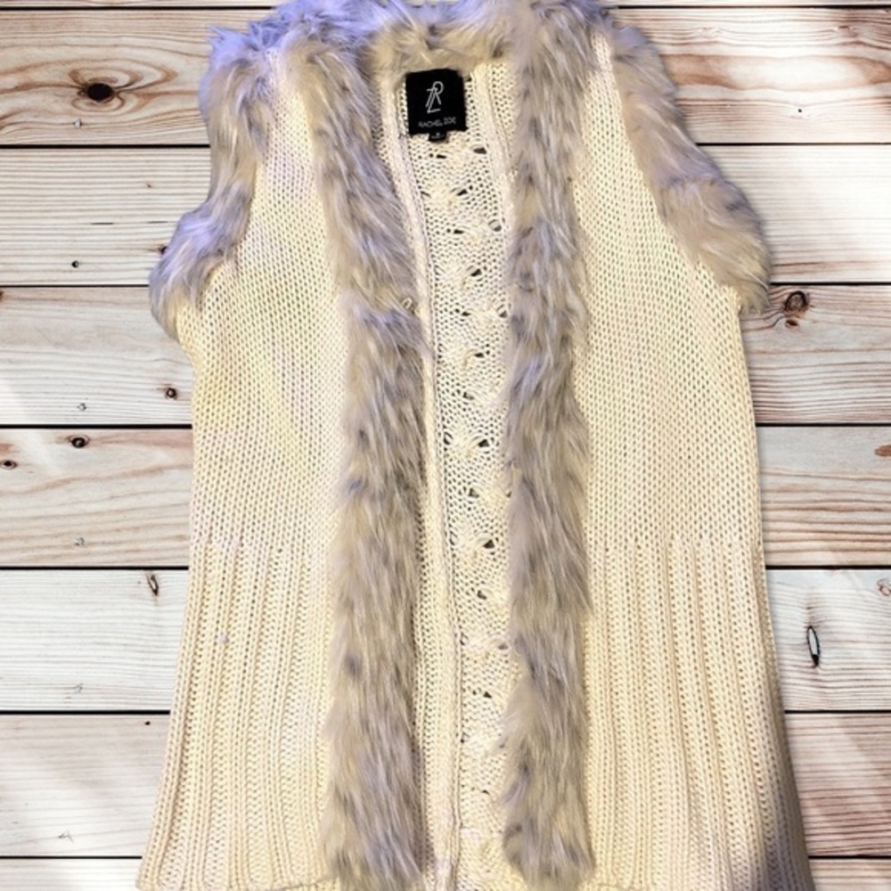 🆕 Rachel Zoe. Faux fur cable knit sweater vest.